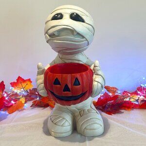 Halloween 16 Inch resin mummy figural candy bowl
